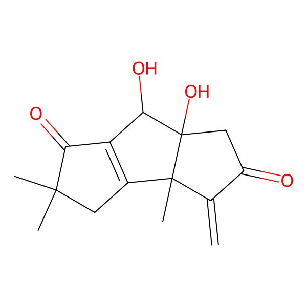2D Structure of 7,7a-dihydroxy-3a,5,5-trimethyl-3-methylidene-4,7-dihydro-1H-cyclopenta[a]pentalene-2,6-dione