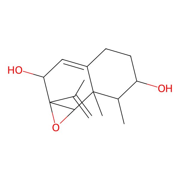 2D Structure of 7,7a-Dimethyl-1a-prop-1-en-2-yl-2,4,5,6,7,7b-hexahydronaphtho[1,2-b]oxirene-2,6-diol