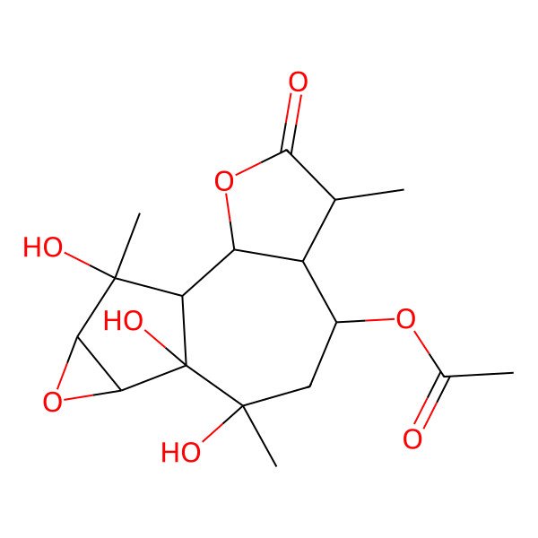 2D Structure of (9,10,14-Trihydroxy-5,9,14-trimethyl-4-oxo-3,12-dioxatetracyclo[8.4.0.02,6.011,13]tetradecan-7-yl) acetate