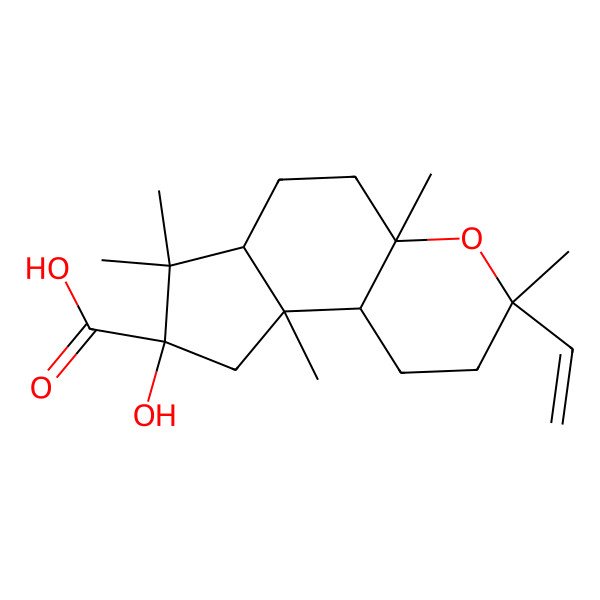 2D Structure of (3R,4aR,6aR,8S,9aS,9bR)-3-ethenyl-8-hydroxy-3,4a,7,7,9a-pentamethyl-2,5,6,6a,9,9b-hexahydro-1H-cyclopenta[f]chromene-8-carboxylic acid
