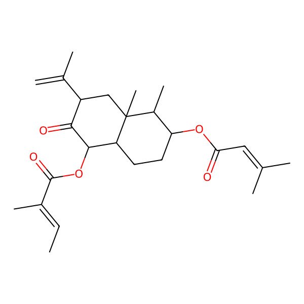2D Structure of [(1S,3S,4aR,5R,6R,8aR)-4a,5-dimethyl-6-(3-methylbut-2-enoyloxy)-2-oxo-3-prop-1-en-2-yl-1,3,4,5,6,7,8,8a-octahydronaphthalen-1-yl] (E)-2-methylbut-2-enoate