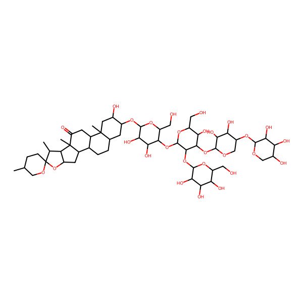 2D Structure of 16-[5-[4-[3,4-Dihydroxy-5-(3,4,5-trihydroxyoxan-2-yl)oxyoxan-2-yl]oxy-5-hydroxy-6-(hydroxymethyl)-3-[3,4,5-trihydroxy-6-(hydroxymethyl)oxan-2-yl]oxyoxan-2-yl]oxy-3,4-dihydroxy-6-(hydroxymethyl)oxan-2-yl]oxy-15-hydroxy-5',7,9,13-tetramethylspiro[5-oxapentacyclo[10.8.0.02,9.04,8.013,18]icosane-6,2'-oxane]-10-one