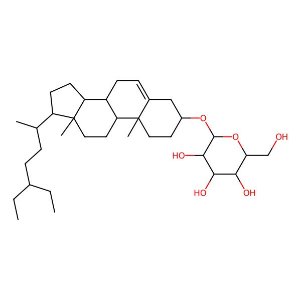 2D Structure of (2R,3R,4S,5S,6R)-2-[[(3S,8S,9S,10R,13R,14S,17R)-17-[(2R)-5-ethylheptan-2-yl]-10,13-dimethyl-2,3,4,7,8,9,11,12,14,15,16,17-dodecahydro-1H-cyclopenta[a]phenanthren-3-yl]oxy]-6-(hydroxymethyl)oxane-3,4,5-triol