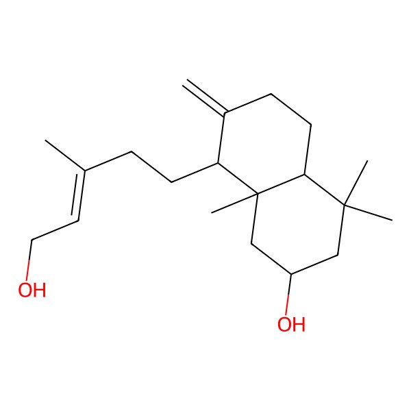 2D Structure of (2S,4aR,8R,8aR)-8-[(E)-5-hydroxy-3-methylpent-3-enyl]-4,4,8a-trimethyl-7-methylidene-2,3,4a,5,6,8-hexahydro-1H-naphthalen-2-ol