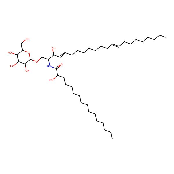 2D Structure of 2-hydroxy-N-[3-hydroxy-1-[3,4,5-trihydroxy-6-(hydroxymethyl)oxan-2-yl]oxydocosa-4,13-dien-2-yl]hexadecanamide
