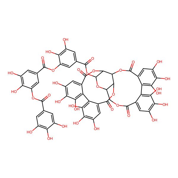 2D Structure of [5-[5-[(9,10,11,14,15,16,27,28,29,32,33,34-Dodecahydroxy-6,19,24,37-tetraoxo-2,5,20,23,38-pentaoxaheptacyclo[19.18.0.04,22.07,12.013,18.025,30.031,36]nonatriaconta-7,9,11,13,15,17,25,27,29,31,33,35-dodecaen-3-yl)oxycarbonyl]-2,3-dihydroxyphenoxy]carbonyl-2,3-dihydroxyphenyl] 3,4,5-trihydroxybenzoate