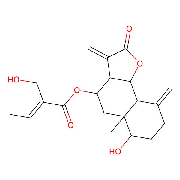 2D Structure of [(3aR,4R,5aR,6R,9aS,9bR)-6-hydroxy-5a-methyl-3,9-dimethylidene-2-oxo-3a,4,5,6,7,8,9a,9b-octahydrobenzo[g][1]benzofuran-4-yl] (E)-2-(hydroxymethyl)but-2-enoate
