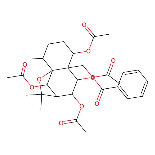 2D Structure of [5,8,12-Triacetyloxy-6-(acetyloxymethyl)-2,10,10-trimethyl-11-oxatricyclo[7.2.1.01,6]dodecan-7-yl] benzoate