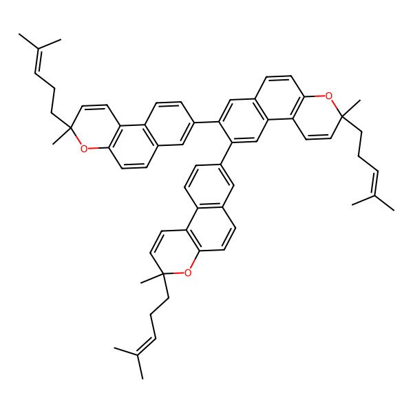 2D Structure of (3R)-3-methyl-8,9-bis[(3R)-3-methyl-3-(4-methylpent-3-enyl)benzo[f]chromen-8-yl]-3-(4-methylpent-3-enyl)benzo[f]chromene
