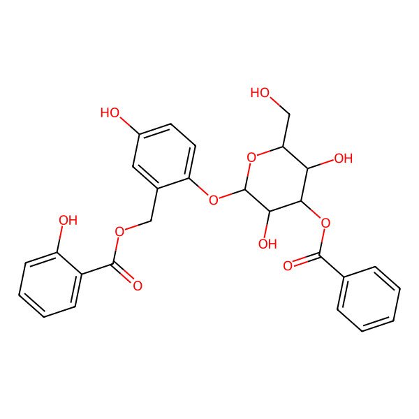 2D Structure of [2-[4-Benzoyloxy-3,5-dihydroxy-6-(hydroxymethyl)oxan-2-yl]oxy-5-hydroxyphenyl]methyl 2-hydroxybenzoate