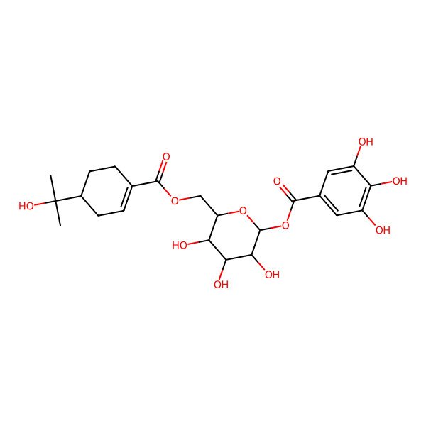 2D Structure of [(2S,3R,4S,5S,6R)-3,4,5-trihydroxy-6-[[(4R)-4-(2-hydroxypropan-2-yl)cyclohexene-1-carbonyl]oxymethyl]oxan-2-yl] 3,4,5-trihydroxybenzoate