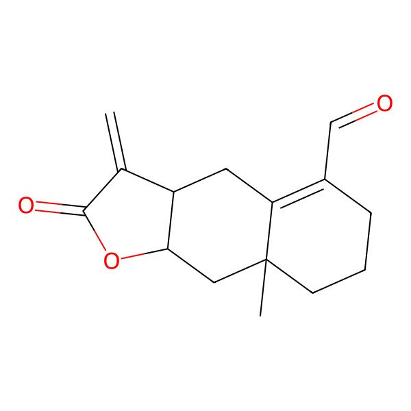 2D Structure of (3aR,8aR,9aR)-8a-methyl-3-methylidene-2-oxo-4,6,7,8,9,9a-hexahydro-3aH-benzo[f][1]benzofuran-5-carbaldehyde