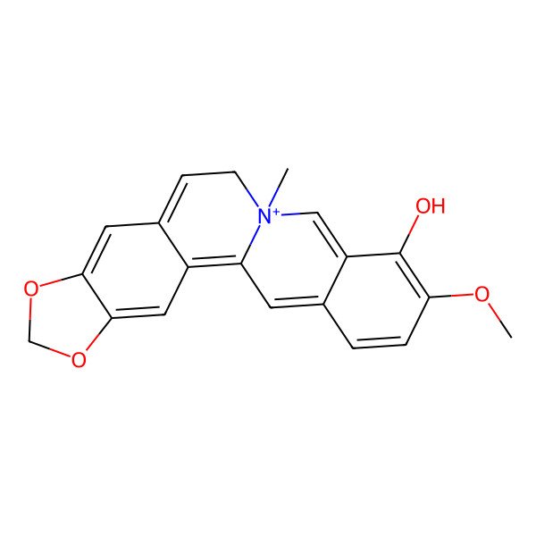 2D Structure of 17-Methoxy-13-methyl-5,7-dioxa-13-azoniapentacyclo[11.8.0.02,10.04,8.015,20]henicosa-1,3,8,10,14,16,18,20-octaen-16-ol
