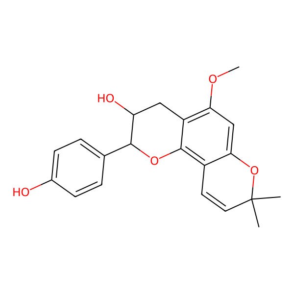 2D Structure of 7,8-(2,2-Dimethylpyrano)-3,4'-dihydroxy-5-methoxyflavan