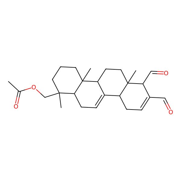 2D Structure of (7,8-diformyl-1,4a,6a-trimethyl-3,4,4b,5,6,7,10,10a,12,12a-decahydro-2H-chrysen-1-yl)methyl acetate