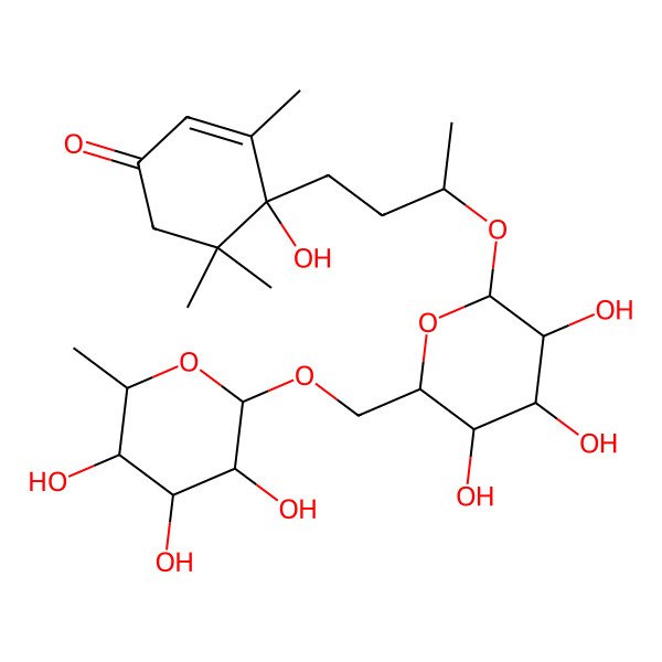 2D Structure of 7,8-Dihydrovomifoliol 9-[rhamnosyl-(1->6)-glucoside]