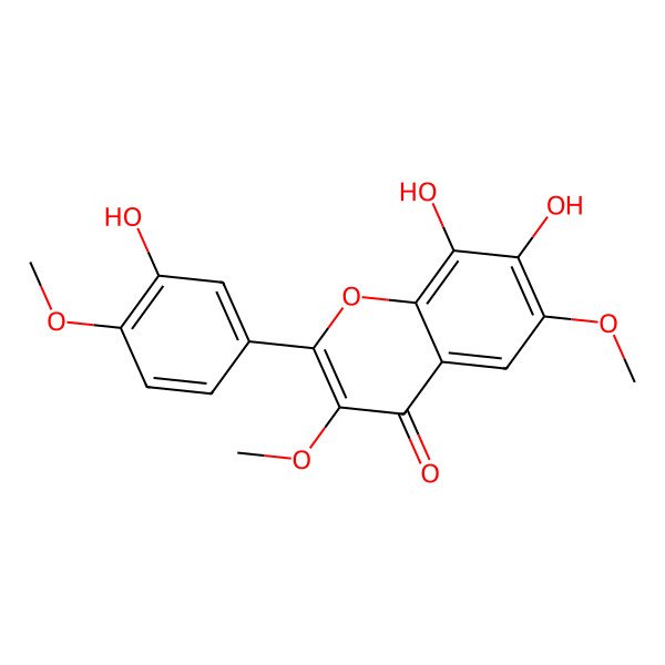 2D Structure of 7,8-Dihydroxy-2-(3-hydroxy-4-methoxyphenyl)-3,6-dimethoxychromen-4-one