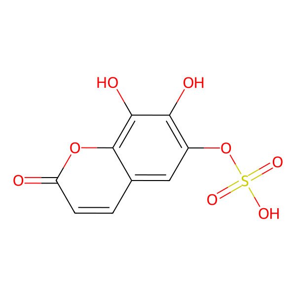 2D Structure of (7,8-Dihydroxy-2-oxochromen-6-yl) hydrogen sulfate 2D Structure of (7,8-Dihydroxy-2-oxochromen-6-yl) hydrogen sulfate