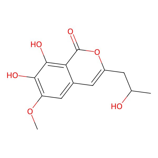 2D Structure of 7,8-Dihydroxy-3-(2-hydroxypropyl)-6-methoxyisochromen-1-one