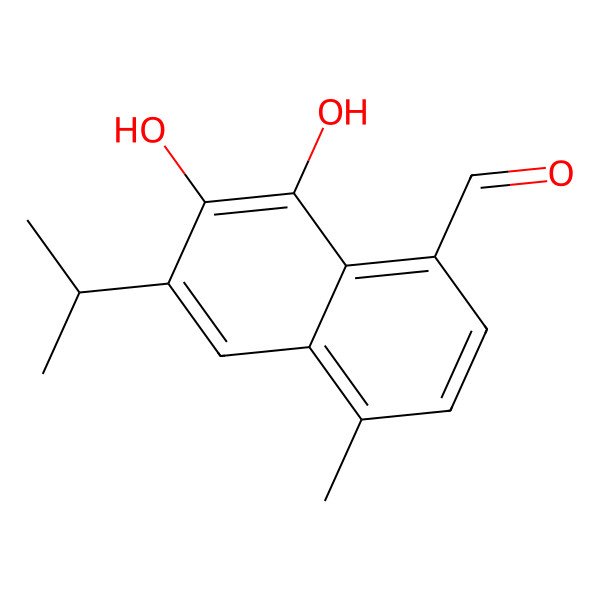 2D Structure of 7,8-Dihydroxy-4-methyl-6-(propan-2-yl)naphthalene-1-carbaldehyde