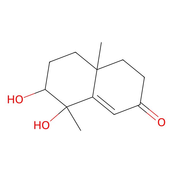 2D Structure of 7,8-dihydroxy-4a,8-dimethyl-4,5,6,7-tetrahydro-3H-naphthalen-2-one
