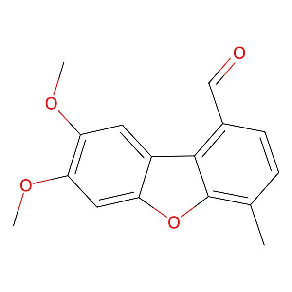 2D Structure of 7,8-Dimethoxy-4-methyldibenzofuran-1-carbaldehyde