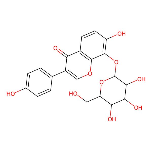 2D Structure of 7-hydroxy-3-(4-hydroxyphenyl)-8-[(2S,3R,4S,5S,6R)-3,4,5-trihydroxy-6-(hydroxymethyl)tetrahydropyran-2-yl]oxy-chromen-4-one