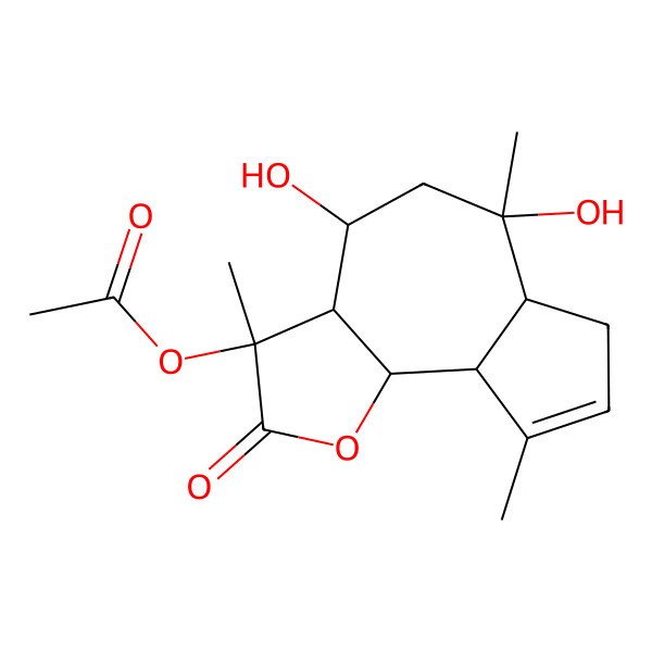 2D Structure of [(3S,3aR,4S,6S,6aS,9aS,9bS)-4,6-dihydroxy-3,6,9-trimethyl-2-oxo-4,5,6a,7,9a,9b-hexahydro-3aH-azuleno[4,5-b]furan-3-yl] acetate