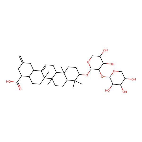 2D Structure of 10-[4,5-dihydroxy-3-(3,4,5-trihydroxyoxan-2-yl)oxyoxan-2-yl]oxy-6a,6b,9,9,12a-pentamethyl-2-methylidene-3,4,4a,5,6,6a,7,8,8a,10,11,12,13,14b-tetradecahydro-1H-picene-4-carboxylic acid