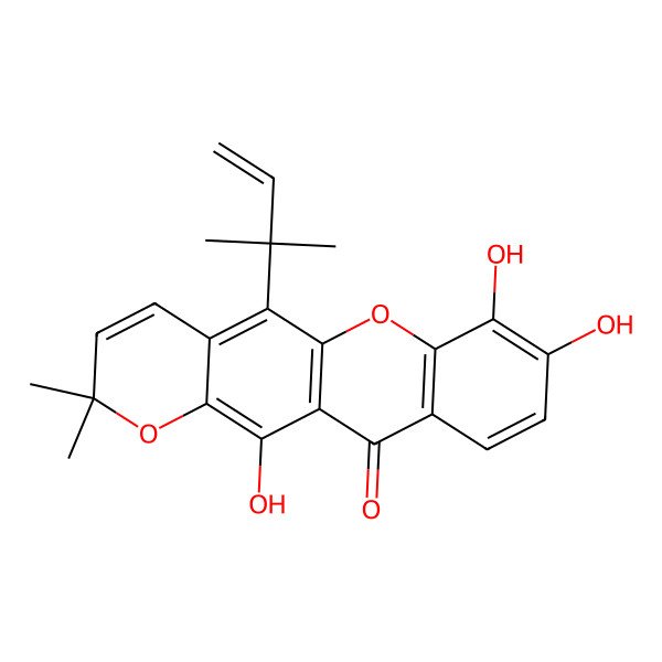 2D Structure of 7,8,12-Trihydroxy-2,2-dimethyl-5-(2-methylbut-3-en-2-yl)pyrano[2,3-b]xanthen-11-one