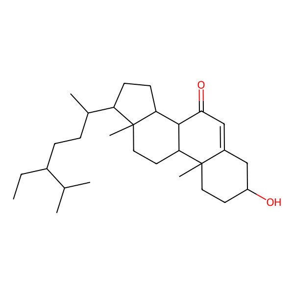 2D Structure of (8S,9S,10R,13R,14S,17R)-17-(5-ethyl-6-methylheptan-2-yl)-3-hydroxy-10,13-dimethyl-1,2,3,4,8,9,11,12,14,15,16,17-dodecahydrocyclopenta[a]phenanthren-7-one