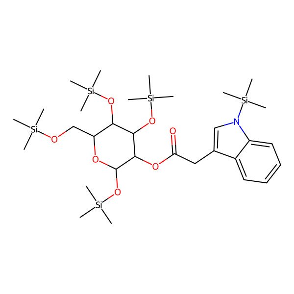 2D Structure of [(2S,3R,4R,5R,6R)-2,4,5-tris(trimethylsilyloxy)-6-(trimethylsilyloxymethyl)oxan-3-yl] 2-(1-trimethylsilylindol-3-yl)acetate
