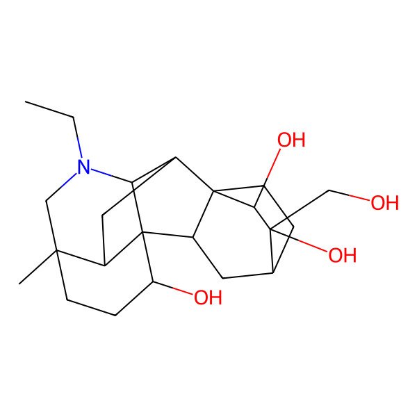2D Structure of (1R,2S,5R,8R,9R,10R,11S,12R,13S,15S,16R)-7-ethyl-12-(hydroxymethyl)-5-methyl-7-azahexacyclo[7.6.2.210,13.01,8.05,16.010,15]nonadecane-2,11,12-triol