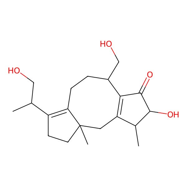 2D Structure of 5-Hydroxy-8-(hydroxymethyl)-12-(1-hydroxypropan-2-yl)-1,4-dimethyltricyclo[9.3.0.03,7]tetradeca-3(7),11-dien-6-one