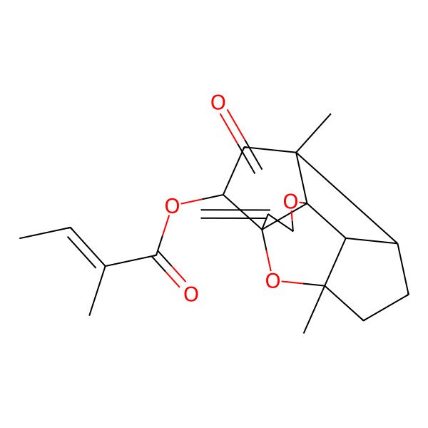 2D Structure of [(1S,2S,4S,5S,8R,9S,10S)-4,8-dimethyl-13-methylidene-12-oxo-11,14-dioxapentacyclo[6.5.1.01,10.04,10.05,9]tetradecan-2-yl] (E)-2-methylbut-2-enoate