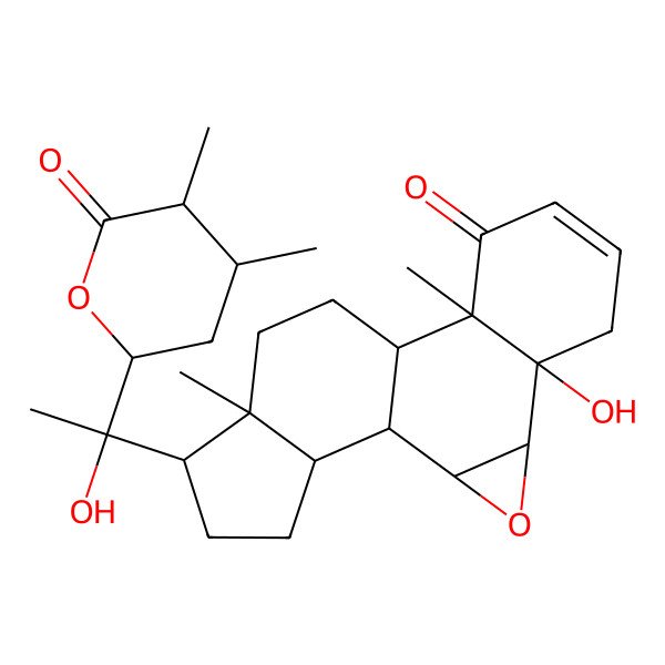 2D Structure of (1S,2S,4S,5R,10R,11S,14S,15S,18S)-15-[(1R)-1-[(4S)-4,5-dimethyl-6-oxooxan-2-yl]-1-hydroxyethyl]-5-hydroxy-10,14-dimethyl-3-oxapentacyclo[9.7.0.02,4.05,10.014,18]octadec-7-en-9-one