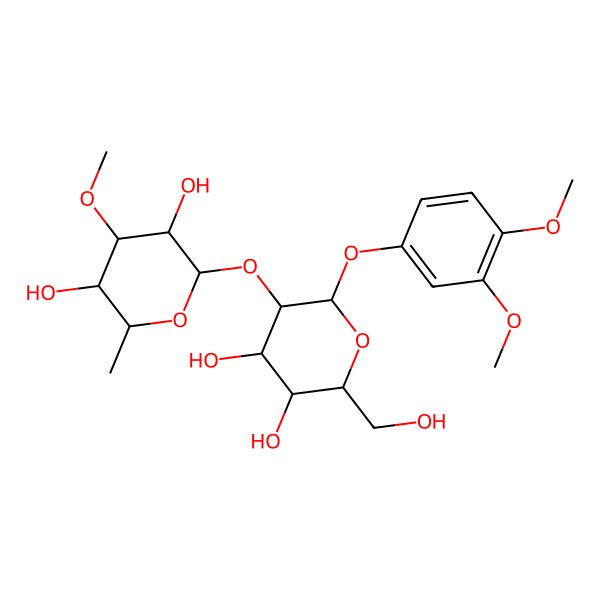 2D Structure of 2-[2-(3,4-Dimethoxyphenoxy)-4,5-dihydroxy-6-(hydroxymethyl)oxan-3-yl]oxy-4-methoxy-6-methyloxane-3,5-diol