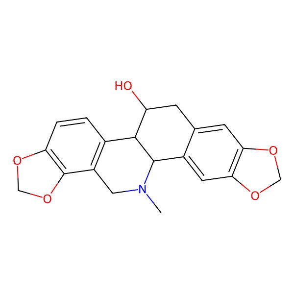 2D Structure of (1R,12S,13R)-24-methyl-5,7,18,20-tetraoxa-24-azahexacyclo[11.11.0.02,10.04,8.014,22.017,21]tetracosa-2,4(8),9,14(22),15,17(21)-hexaen-12-ol