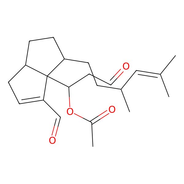 2D Structure of [1-[3-[(3S)-3,5-dimethylhex-4-enyl]-4-formyl-2,3,6,6a-tetrahydro-1H-pentalen-3a-yl]-3-oxopropyl] acetate