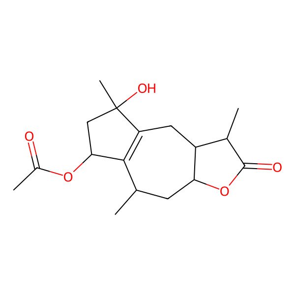 2D Structure of [(1R,3aS,5R,6R,8R,9aR)-8-hydroxy-1,5,8-trimethyl-2-oxo-1,3a,4,5,6,7,9,9a-octahydroazuleno[6,5-b]furan-6-yl] acetate
