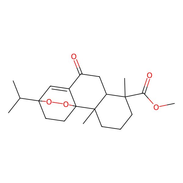 2D Structure of methyl (1R,2S,6R,7R,12S)-2,6-dimethyl-9-oxo-12-propan-2-yl-13,14-dioxatetracyclo[10.2.2.01,10.02,7]hexadec-10-ene-6-carboxylate