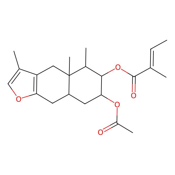 2D Structure of [(4aR,5R,6R,7S,8aR)-7-acetyloxy-3,4a,5-trimethyl-5,6,7,8,8a,9-hexahydro-4H-benzo[f][1]benzofuran-6-yl] (Z)-2-methylbut-2-enoate
