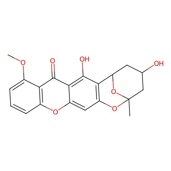 2D Structure of 3,19-Dihydroxy-7-methoxy-17-methyl-12,16,21-trioxapentacyclo[15.3.1.02,15.04,13.06,11]henicosa-2(15),3,6(11),7,9,13-hexaen-5-one