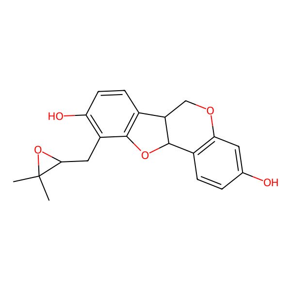 2D Structure of (6aR,11aR)-10-[[(2S)-3,3-dimethyloxiran-2-yl]methyl]-6a,11a-dihydro-6H-[1]benzofuro[3,2-c]chromene-3,9-diol