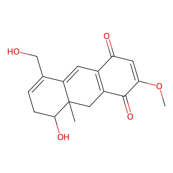2D Structure of 7,8,8a,9-Tetrahydro-8-h ydroxy-5-(hydroxymethyl)-2-methoxy-8a-methyl-1,4-anthracenedione