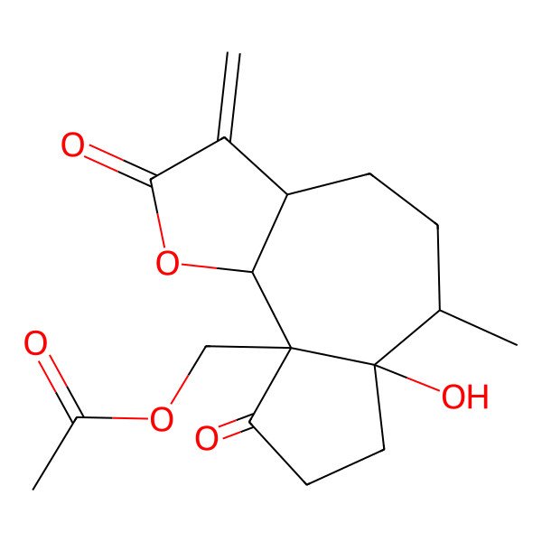 2D Structure of (6a-hydroxy-6-methyl-3-methylidene-2,9-dioxo-4,5,6,7,8,9b-hexahydro-3aH-azuleno[4,5-b]furan-9a-yl)methyl acetate