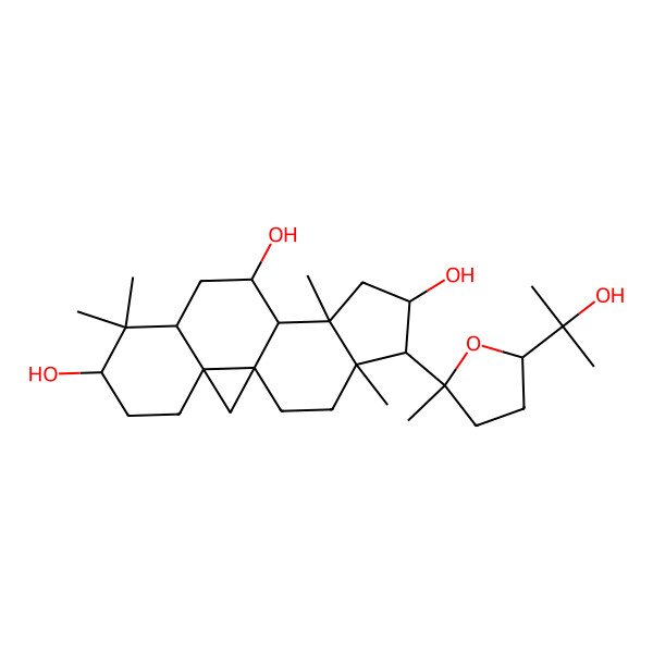 2D Structure of (1S,3R,6S,8S,10S,11R,12S,14S,15R,16R)-15-[(2R,5S)-5-(2-hydroxypropan-2-yl)-2-methyloxolan-2-yl]-7,7,12,16-tetramethylpentacyclo[9.7.0.01,3.03,8.012,16]octadecane-6,10,14-triol