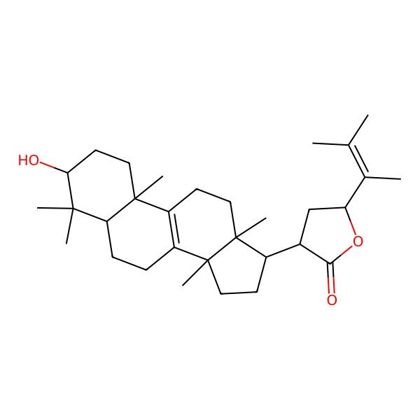 2D Structure of (3R,5S)-3-[(3S,5R,10S,13R,14R,17R)-3-hydroxy-4,4,10,13,14-pentamethyl-2,3,5,6,7,11,12,15,16,17-decahydro-1H-cyclopenta[a]phenanthren-17-yl]-5-(3-methylbut-2-en-2-yl)oxolan-2-one