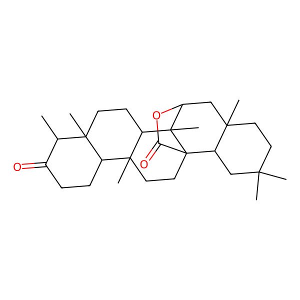 2D Structure of 4,9,10,14,17,20,20-Heptamethyl-24-oxahexacyclo[13.7.2.01,14.04,13.05,10.017,22]tetracosane-8,23-dione