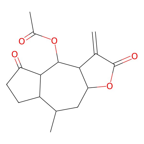 2D Structure of [(3aS,5R,5aS,8aR,9S,9aS)-5-methyl-1-methylidene-2,8-dioxo-4,5,5a,6,7,8a,9,9a-octahydro-3aH-azuleno[6,5-b]furan-9-yl] acetate